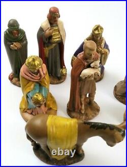 Large Vintage 19 Piece Christmas Ceramic Nativity Set, Hand Painted, No Jesus