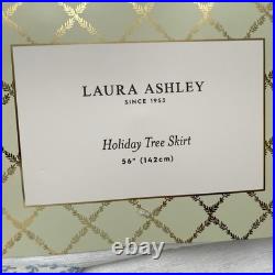 Laura Ashley Blue Chinoserie Christmas Trees in Vase Tree Skirt Embroidered NEW