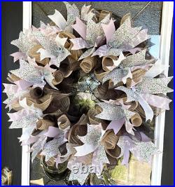 Lavender Dragonfly Spring Summer Fall Deco Mesh Wreath, Farmhouse Cottage Decor