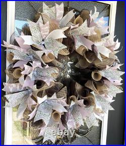 Lavender Dragonfly Spring Summer Fall Deco Mesh Wreath, Farmhouse Cottage Decor
