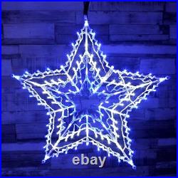 Led Blue & White Star Silhouette Window Light Xmas Window Decoration Lights
