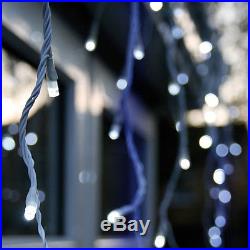 Led Icicle Lights White Blue Christmas Xmas Outdoor Lighting Snowing Snowflakes