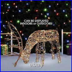 Led Lighted Reindeer Family Sculpture Deer Buck Doe Outdoor Christmas Yard decor