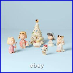 Lenox China Peanuts THE CHRISTMAS PAGEANT Nativity 7 Piece Set N/O