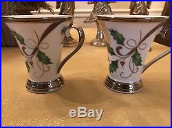 Lenox HOLIDAY NOUVEAU PLATINUM TRIM CREAM Mugs Set Of 2 Elegant In Every-way