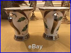 Lenox HOLIDAY NOUVEAU PLATINUM TRIM CREAM Mugs Set Of 2 Elegant In Every-way