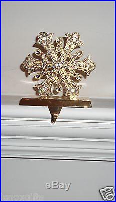 Lenox Snow Flake Stocking Holder Gold Heavy Metal 7 Tall 5.5 Wide New in Box
