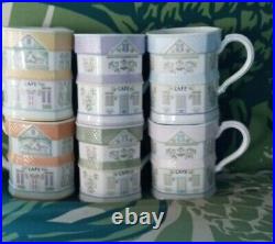 Lenox Village Vintage Coffee Mugs Set of 7 Pastel Mugs