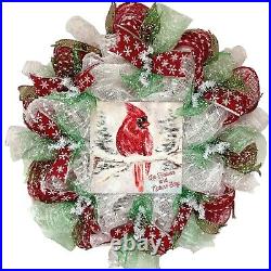 Let Heaven and Nature Sing Christmas Wreath Handmade Deco Mesh