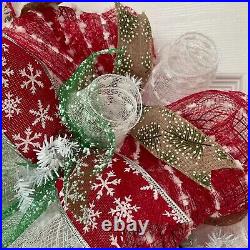 Let Heaven and Nature Sing Christmas Wreath Handmade Deco Mesh