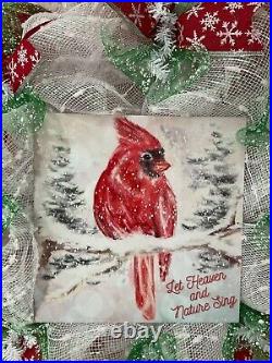 Let Heaven and Nature Sing Christmas Wreath Handmade Deco Mesh