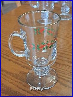 Libbey Irish Coffee Vintage Mugs Ribbon Holly Pattern Set Of 15 Made For Arby's