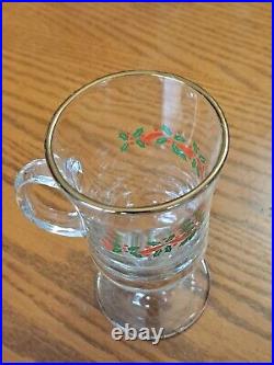 Libbey Irish Coffee Vintage Mugs Ribbon Holly Pattern Set Of 15 Made For Arby's