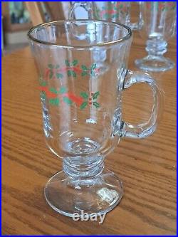 Libbey Irish Coffee Vintage Mugs Ribbon Holly Pattern Set Of 15 Made For Arby's