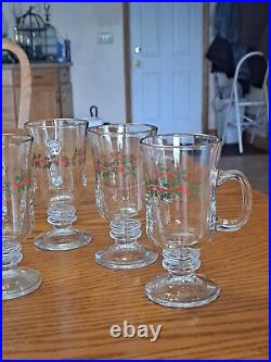 Libbey Irish Coffee Vintage Mugs Ribbon Holly Pattern Set Of 15 Made For Arby's