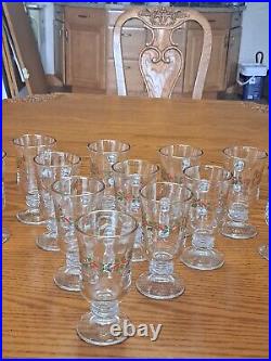 Libbey Irish Coffee Vintage Mugs Ribbon Holly Pattern Set Of 15 Made For Arby's