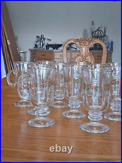 Libbey Irish Coffee Vintage Mugs Ribbon Holly Pattern Set Of 15 Made For Arby's
