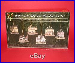 Liberty Falls Six Christmas Tree Miniature Building Ornaments NIB
