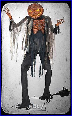 LifeSize Animated SCORCHED PUMPKIN HEAD SCARECROW Halloween Haunted House Prop