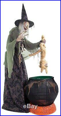 Life Size ANIMATED CAT-TASTROPHE WITCH Halloween Haunted House Prop Decoration