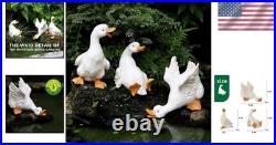 Lifelike Hand-Painted Duck Ornaments for Garden Set of 3 Cute Resin Statues