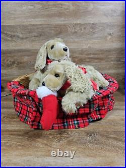 Lifesize Animated Christmas Puppies Bed Cocker Spaniel Holiday Animals Dogs