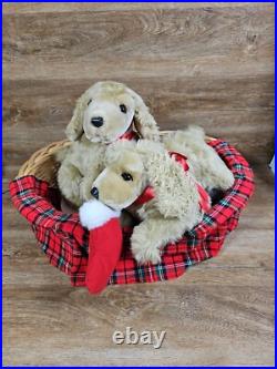 Lifesize Animated Christmas Puppies Bed Cocker Spaniel Holiday Animals Dogs