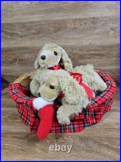 Lifesize Animated Christmas Puppies Bed Cocker Spaniel Holiday Animals Dogs