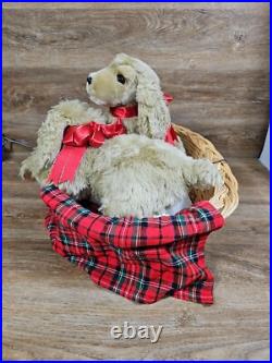 Lifesize Animated Christmas Puppies Bed Cocker Spaniel Holiday Animals Dogs