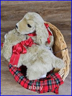 Lifesize Animated Christmas Puppies Bed Cocker Spaniel Holiday Animals Dogs