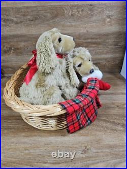 Lifesize Animated Christmas Puppies Bed Cocker Spaniel Holiday Animals Dogs