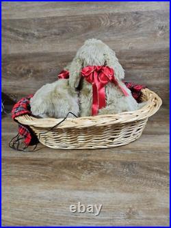 Lifesize Animated Christmas Puppies Bed Cocker Spaniel Holiday Animals Dogs