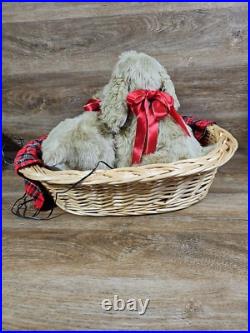 Lifesize Animated Christmas Puppies Bed Cocker Spaniel Holiday Animals Dogs