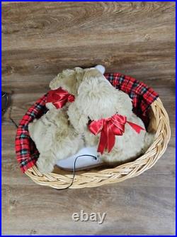 Lifesize Animated Christmas Puppies Bed Cocker Spaniel Holiday Animals Dogs