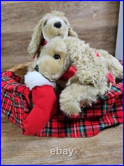 Lifesize Animated Christmas Puppies Bed Cocker Spaniel Holiday Animals Dogs