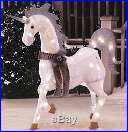 Light-Up Unicorn, Magical Indoor/Outdoor Holiday Lawn Decoration, Chenille, 42