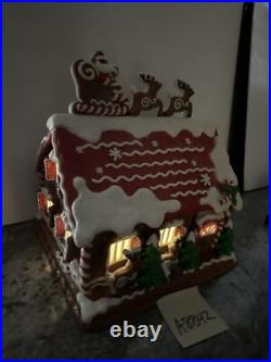 Lighted 13North Pole Reindeer Barn Gingerbread Roof Top Santa Valerie Parr Hill