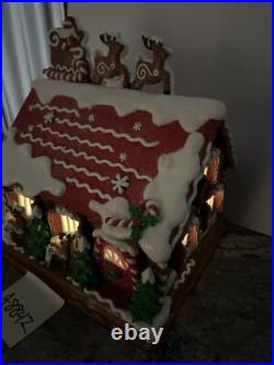 Lighted 13North Pole Reindeer Barn Gingerbread Roof Top Santa Valerie Parr Hill