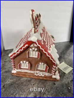 Lighted 13North Pole Reindeer Barn Gingerbread Roof Top Santa Valerie Parr Hill