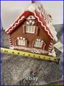 Lighted 13North Pole Reindeer Barn Gingerbread Roof Top Santa Valerie Parr Hill