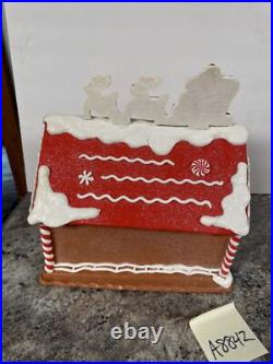 Lighted 13North Pole Reindeer Barn Gingerbread Roof Top Santa Valerie Parr Hill