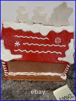 Lighted 13North Pole Reindeer Barn Gingerbread Roof Top Santa Valerie Parr Hill