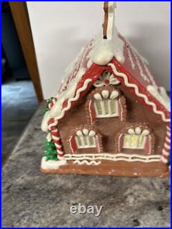 Lighted 13North Pole Reindeer Barn Gingerbread Roof Top Santa Valerie Parr Hill
