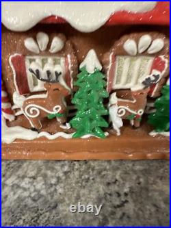 Lighted 13North Pole Reindeer Barn Gingerbread Roof Top Santa Valerie Parr Hill