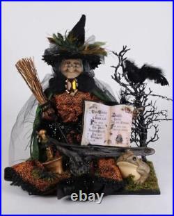Lighted 20 Karen Didion Sitting Edith Witch Doll Crow Figure Halloween Decor