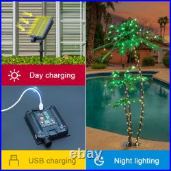 Lighted 6FT Gorgeous Palm Tree 3Trunks Artificial Palm Tree 203LED Lights for