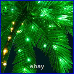 Lighted 6FT Gorgeous Palm Tree 3Trunks Artificial Palm Tree 203LED Lights for