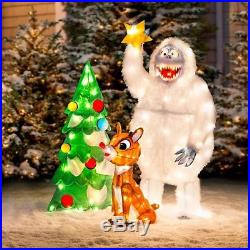 Lighted Animated Bumble Rudolph Reindeer Christmas Tree Display Outdoor Decor