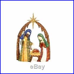 Lighted Burlap Nativity Scene 76 in. LED Outdoor Holiday Christmas Decorations