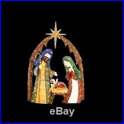Lighted Burlap Nativity Scene 76 in. LED Outdoor Holiday Christmas Decorations